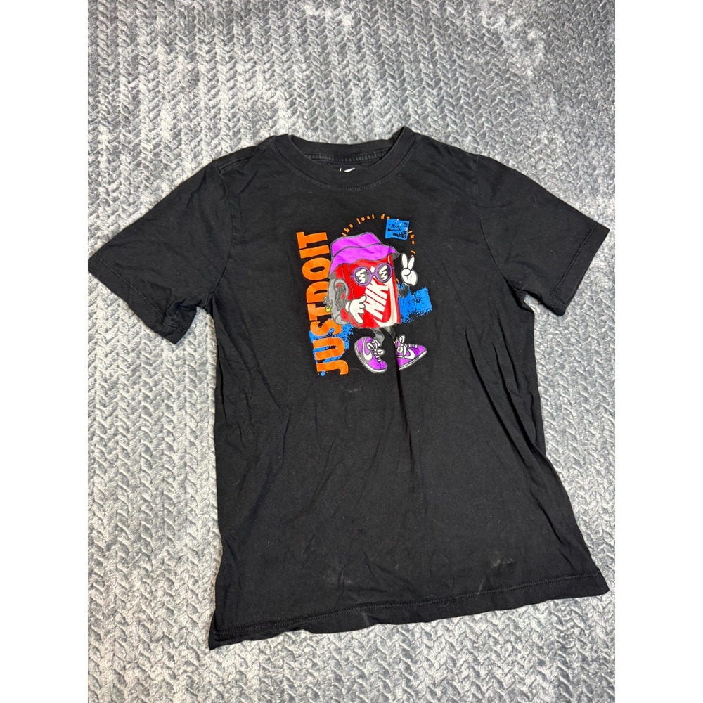 Nike Just Do It T Shirt Boys Large Black Graphic Crew Neck Short Sleeve Pullover